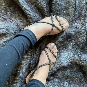 Sparkly ✨ Black Strappy Sandals